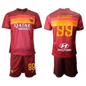 Camisolas de futebol AS Roma Justin Kluivert 99 Criança Equipamento Principal 2020/21 Manga Curta